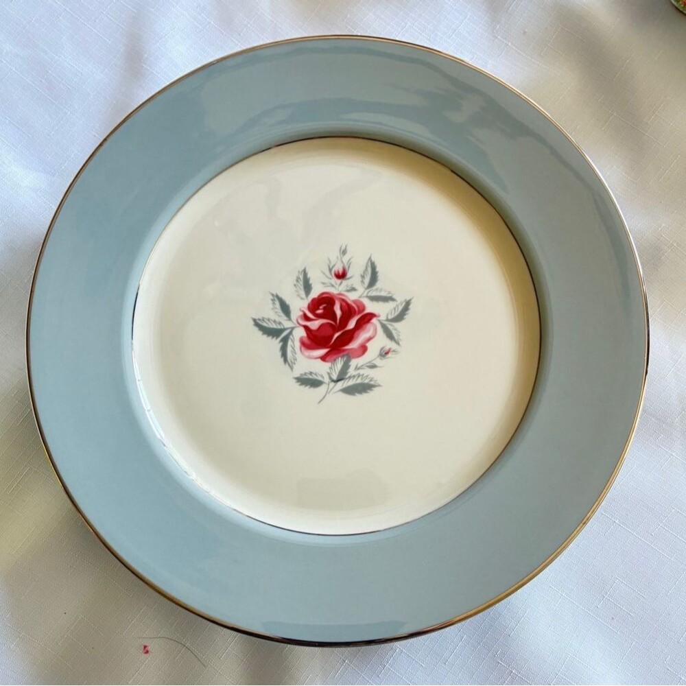 FLINTRIDGE MIRAMAR Salad Plates Set of 2 Pink Rose Platinum Trim 8.5"